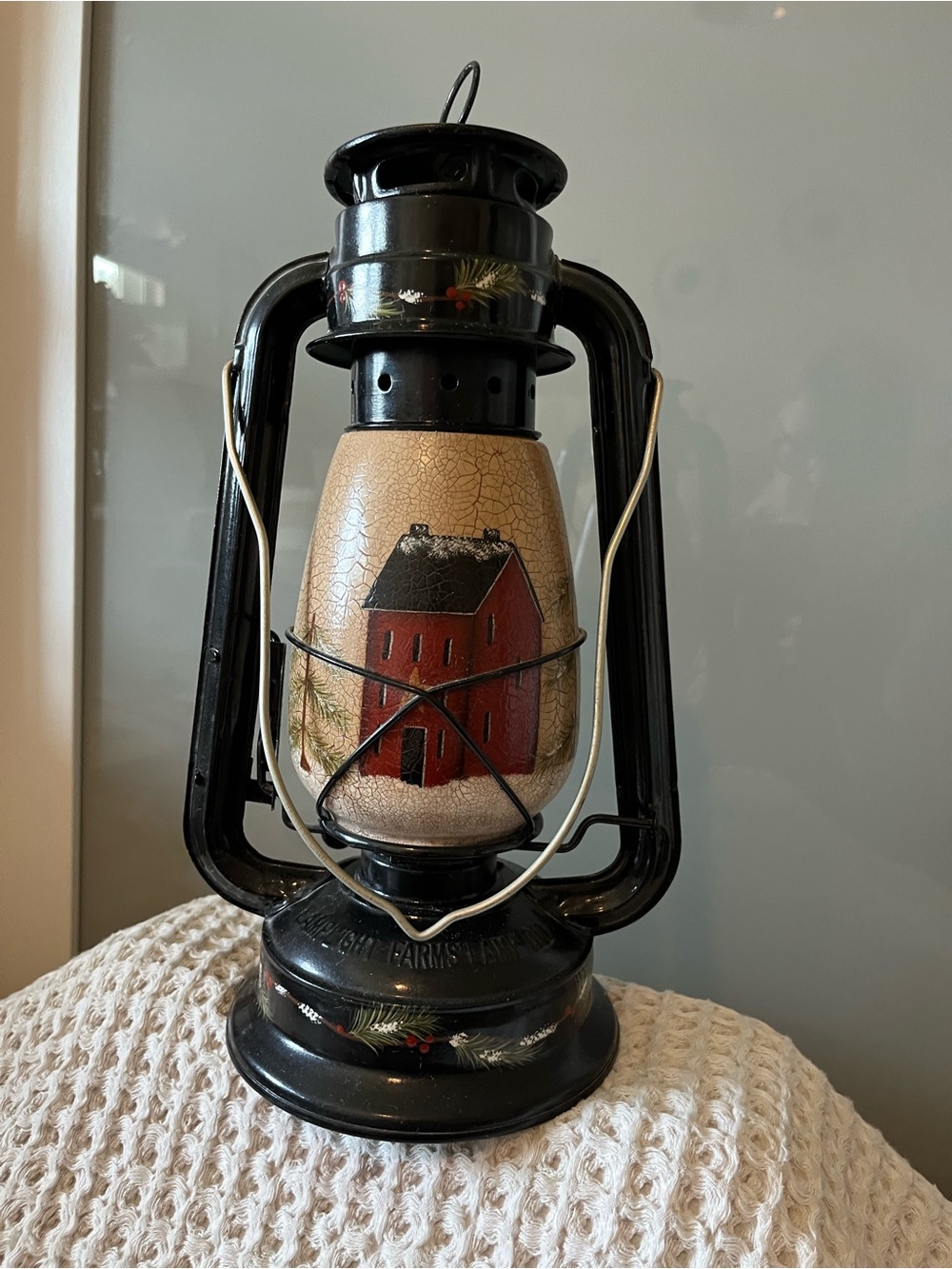 Vintage lamp, light farms, winter barn, oil lantern, and WOT 434